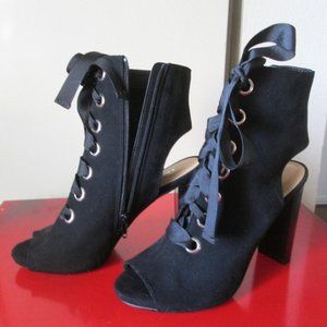 Black Lace-up Ankle Booties